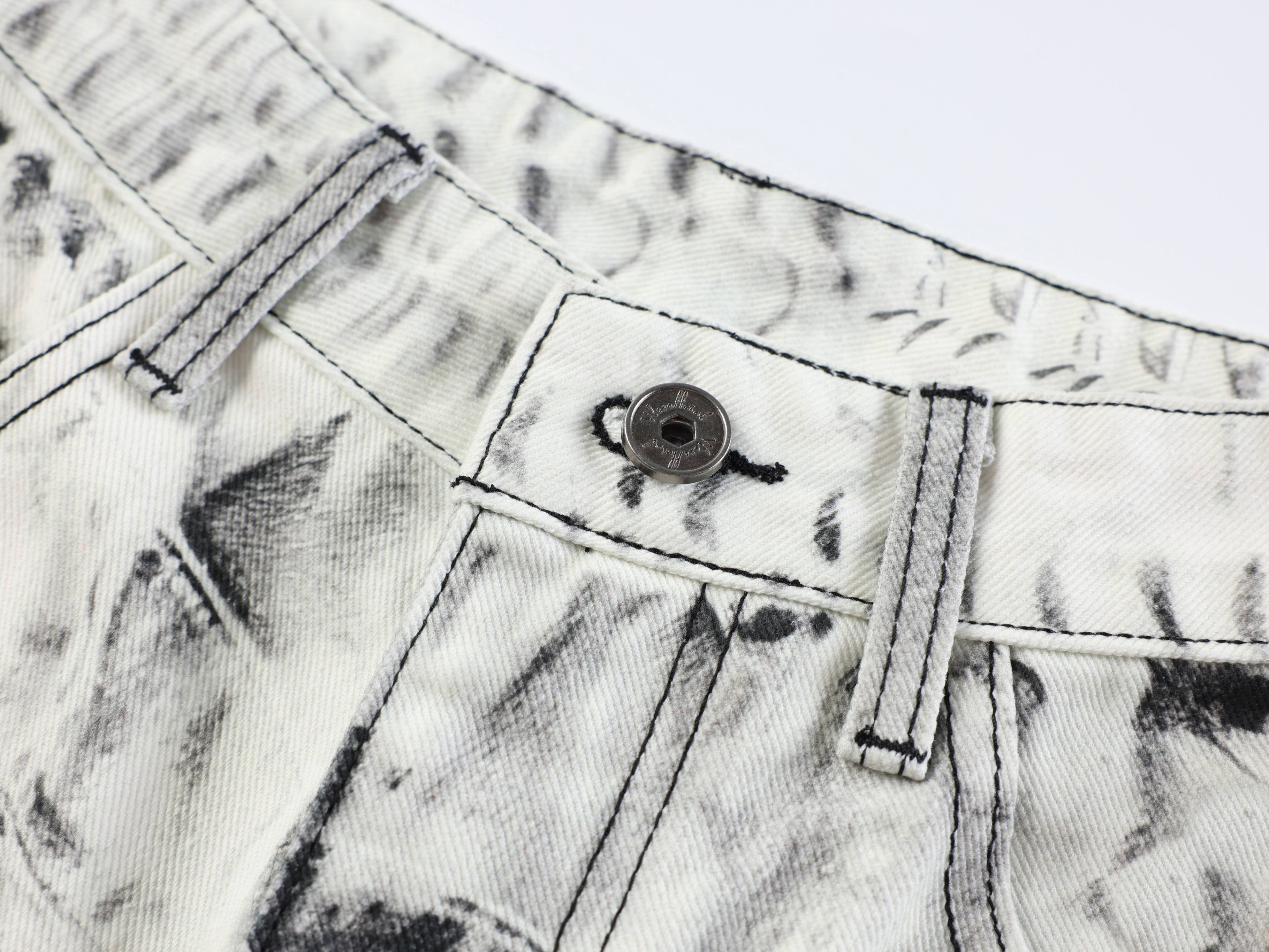 Omirad Distressed Stripe Wide-Leg Jeans