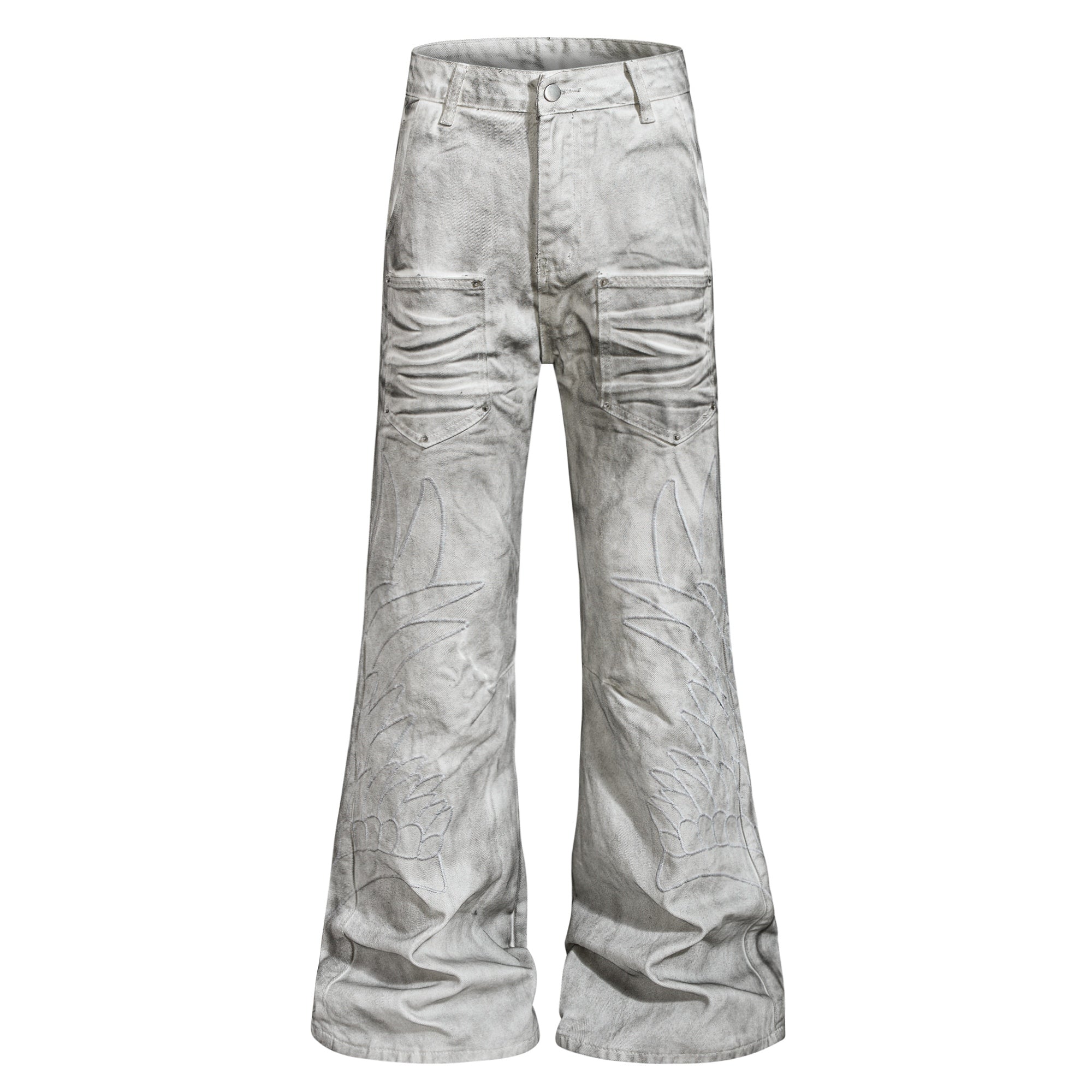 Omirad Washed Utility Flare Denim Jeans