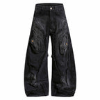Omirad Distressed Panel Wide-Leg Denim Jeans