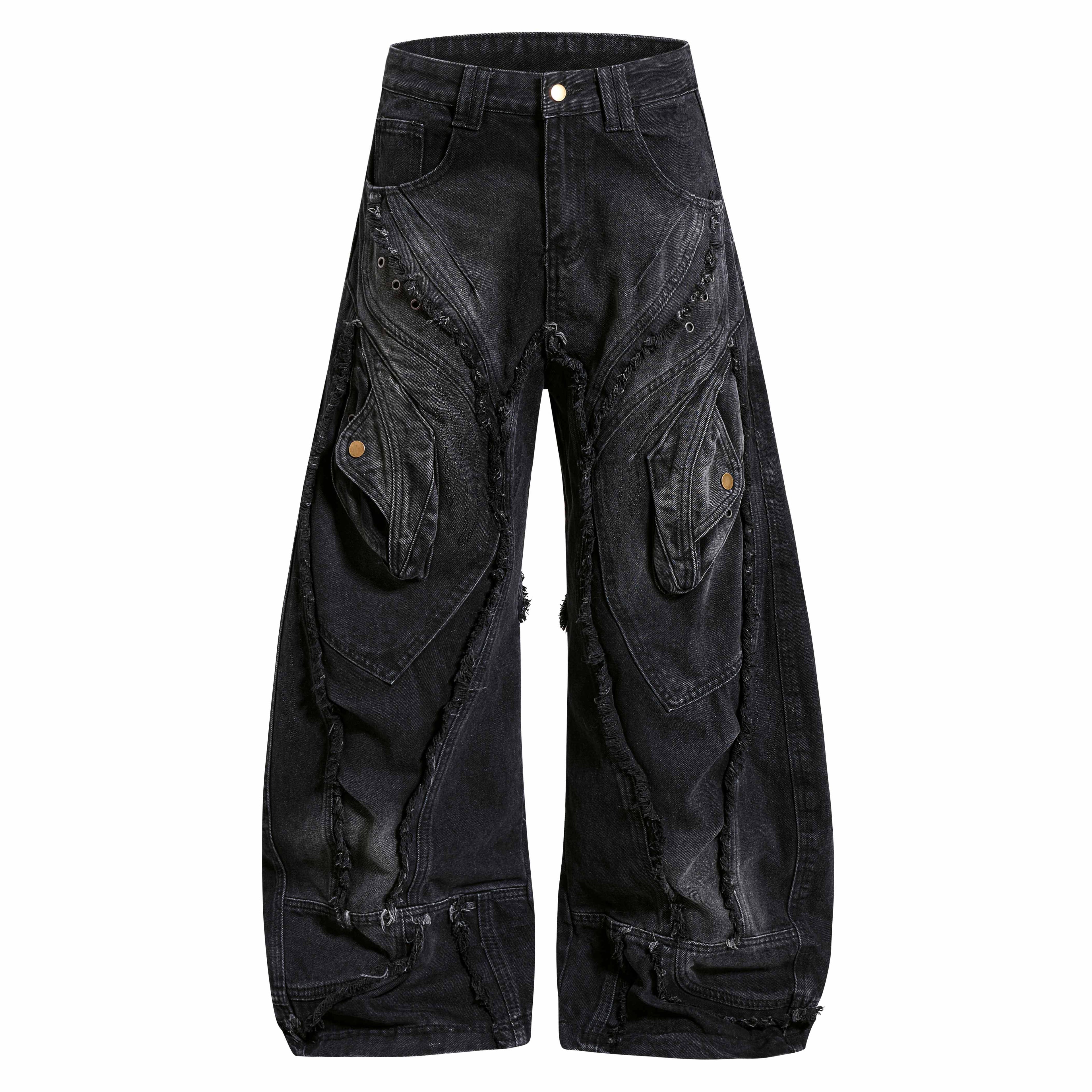 Omirad Distressed Panel Wide-Leg Denim Jeans