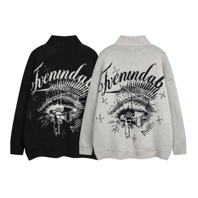 Omirad Eye Vision Knit Zip Cardigan Hover Image
