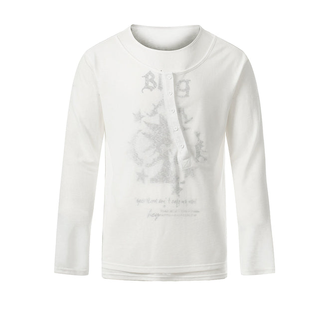 Omirad Graphic Long Sleeve Henley Tee Main Image