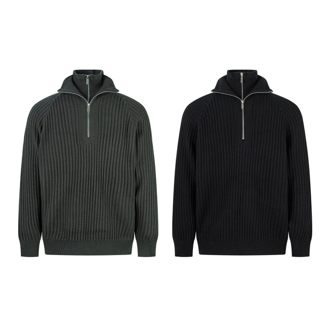 Omirad Minimalist Half-Zip Knit Sweater Hover Image