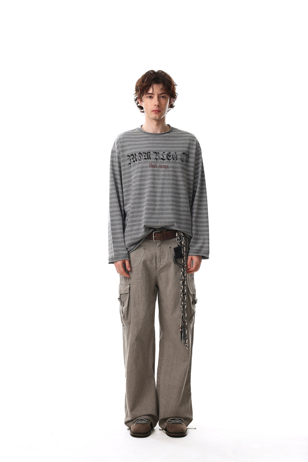 Omirad Striped Gothic Logo Long Sleeve Tee