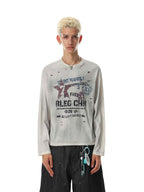 Omirad Vintage Distressed Graphic Long Sleeve T-Shirt