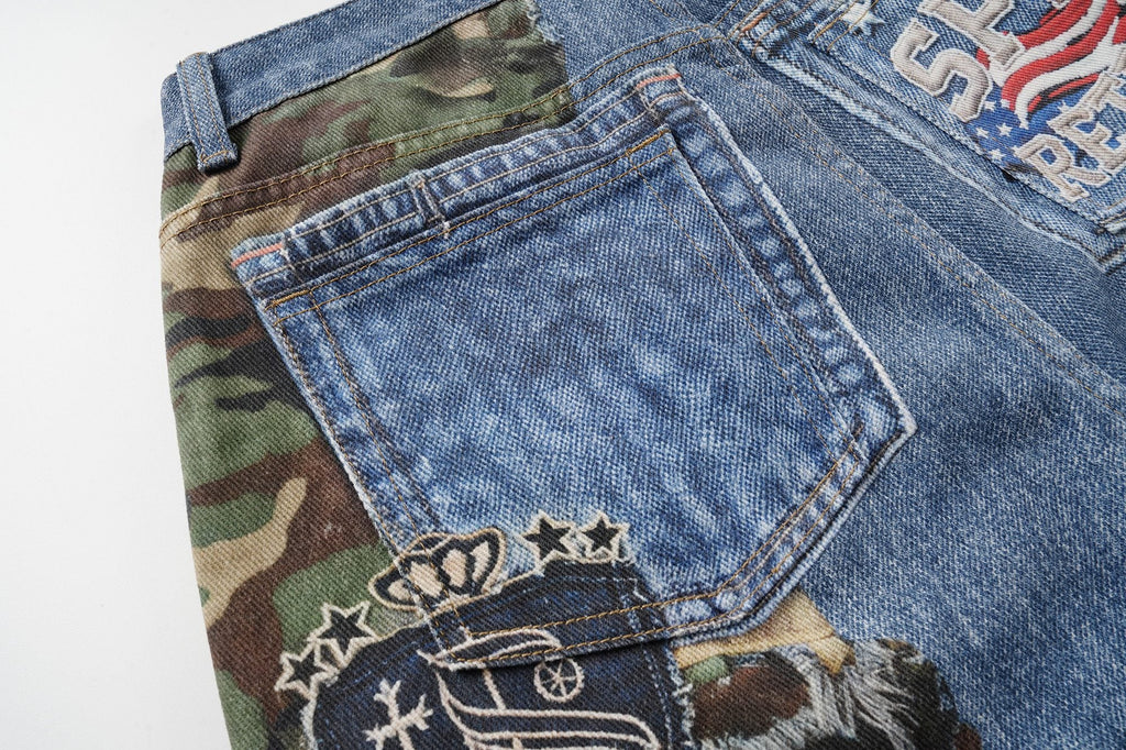 Omirad Camo Patch Denim Jorts