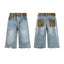 Omirad Leopard Patch Denim Shorts