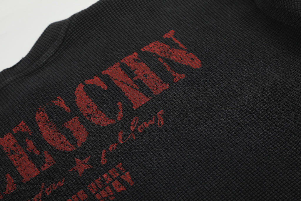 Omirad Vintage Graphic Waffle Long Sleeve Tee