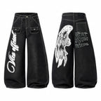 Omirad Angel Wing Graffiti Wide-Leg Jeans