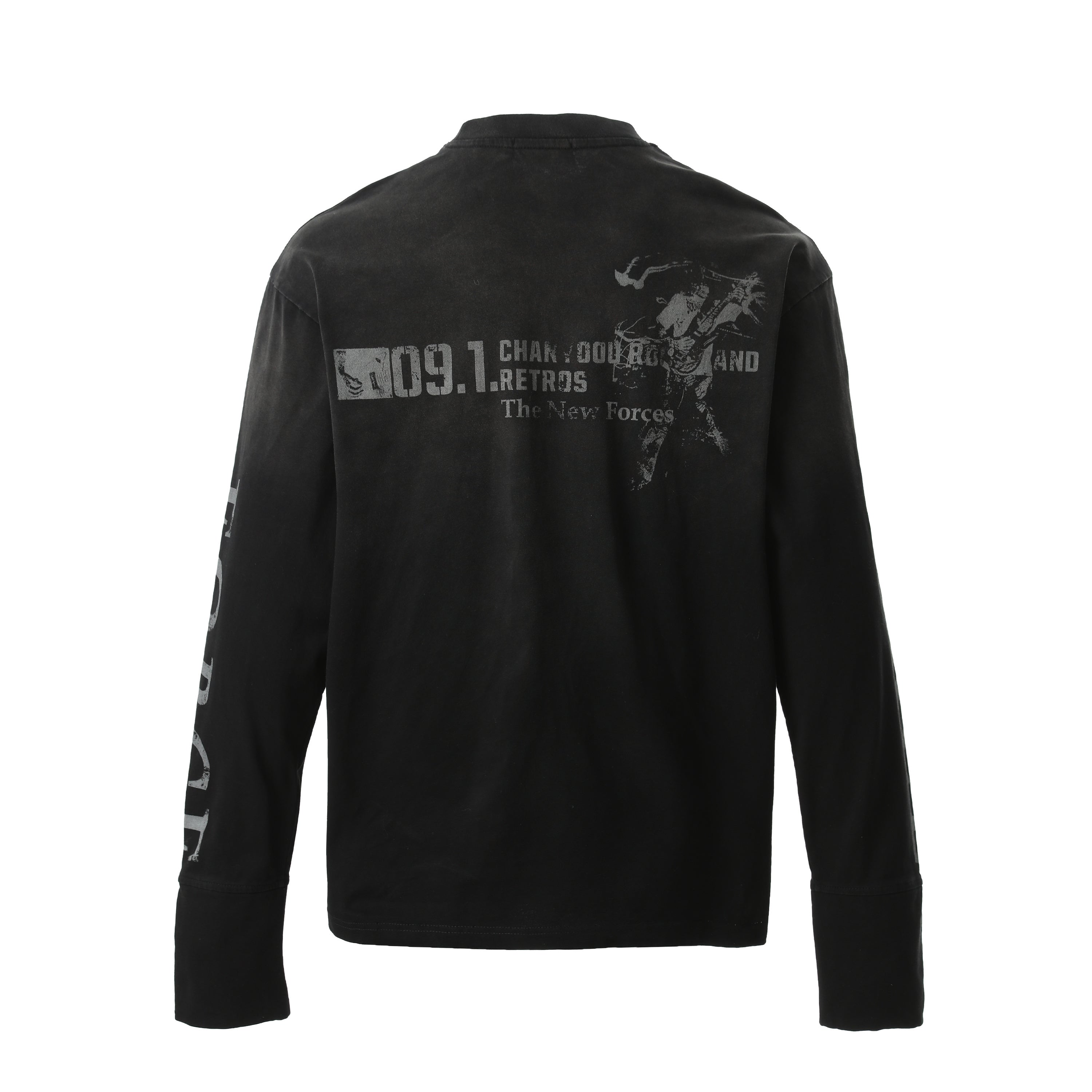 Omirad Distressed Number Graphic Long-Sleeve Tee