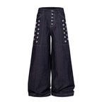 Omirad Raw Denim Eyelet Wide-Leg Jeans
