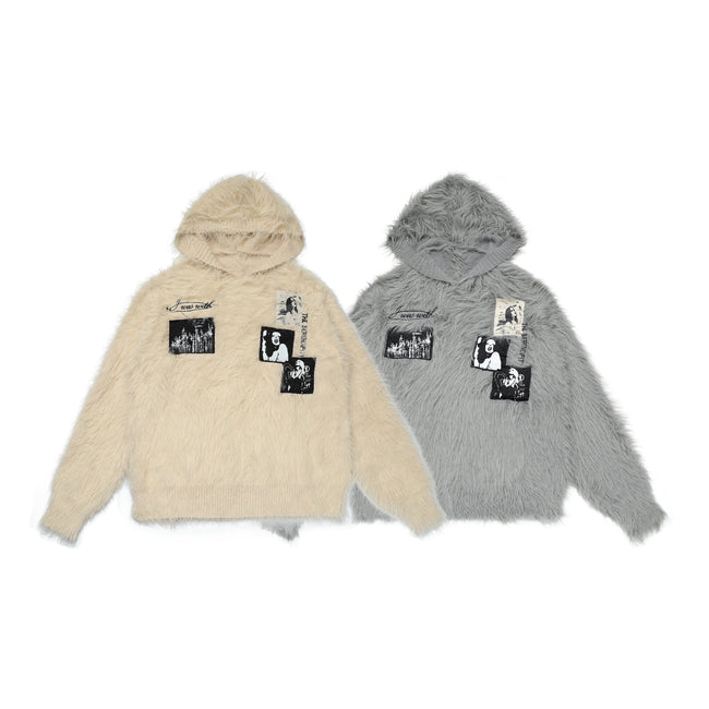Omirad Fuzzy Patch Knit Sweater Hover Image