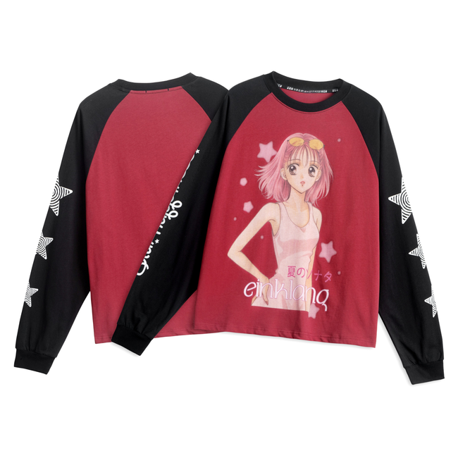 Omirad Anime Graphic Raglan Long Sleeve Tee Hover Image