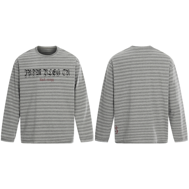 Omirad Striped Gothic Logo Long Sleeve Tee Hover Image