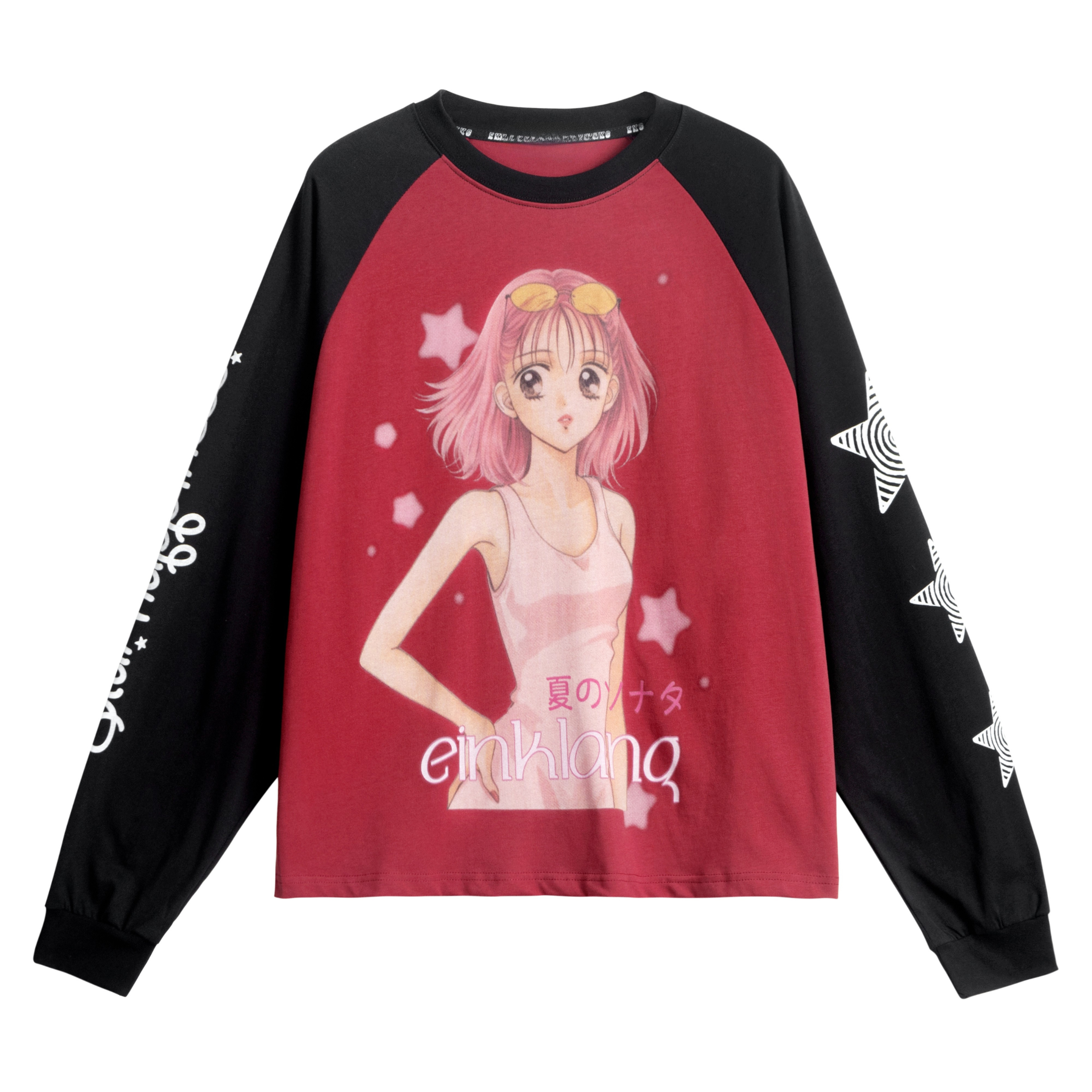 Omirad Anime Graphic Raglan Long Sleeve Tee