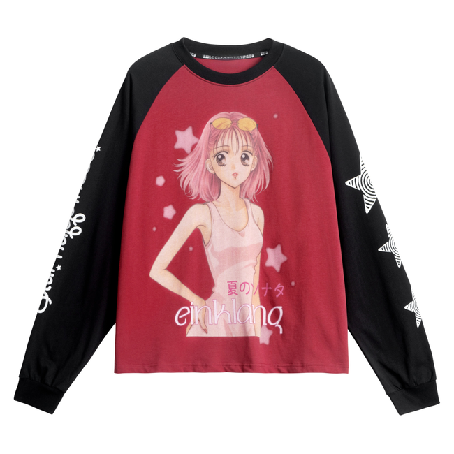 Omirad Anime Graphic Raglan Long Sleeve Tee Main Image