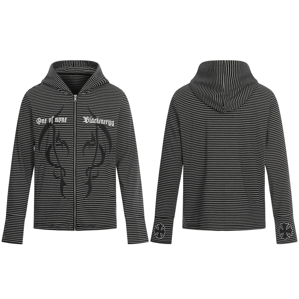 Omirad Striped Graphic Zip Hoodie