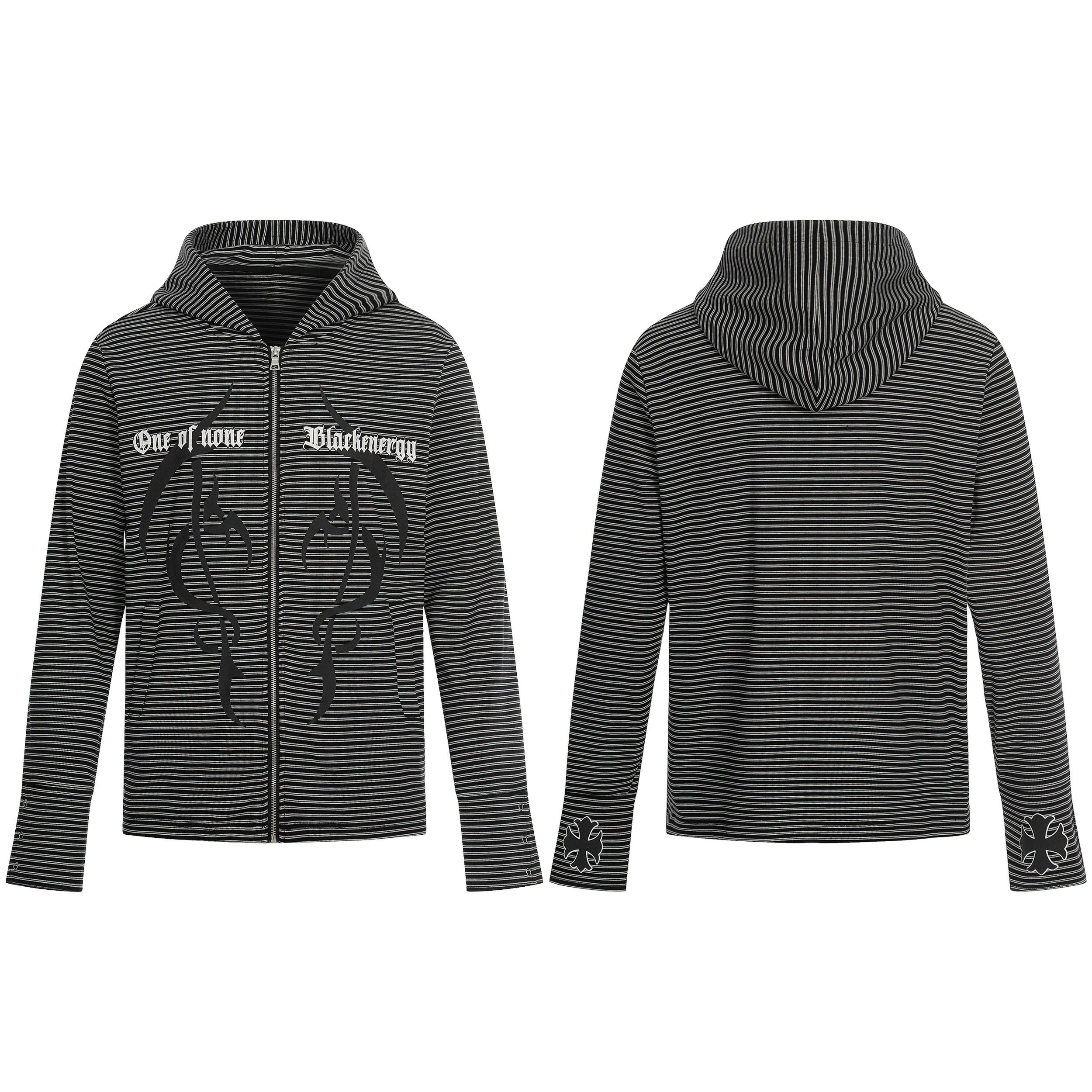 Omirad Striped Graphic Zip Hoodie