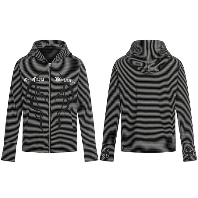 Omirad Striped Graphic Zip Hoodie Hover Image