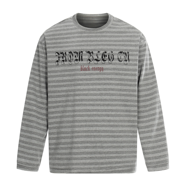 Omirad Striped Gothic Logo Long Sleeve Tee Main Image