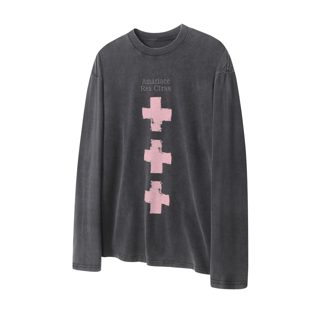 Omirad Cross Graphic Vintage Long Sleeve Tee