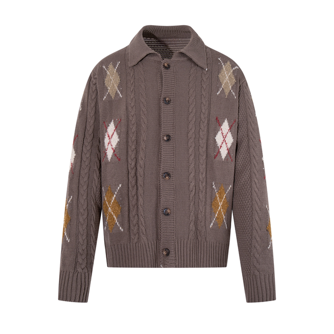Omirad Argyle Cable Knit Cardigan Main Image