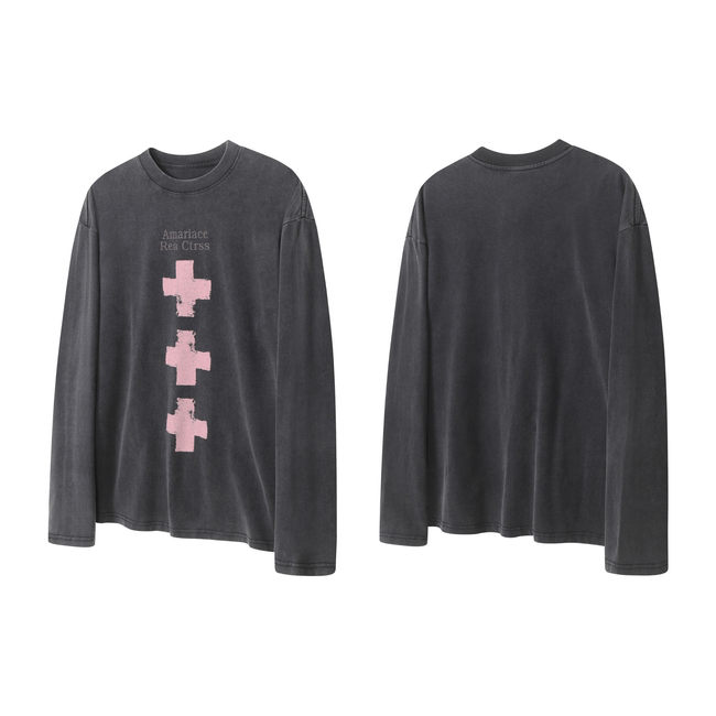 Omirad Cross Graphic Vintage Long Sleeve Tee Hover Image