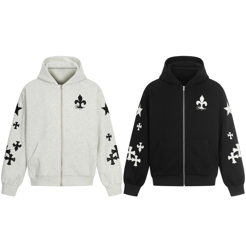 Omirad Cross Emblem Zip Hoodie