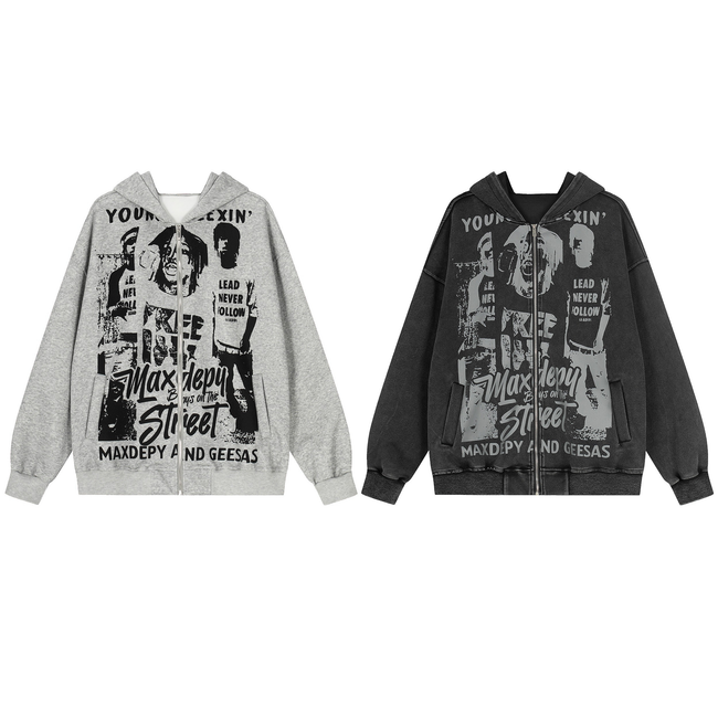 Omirad Street Manifesto Graphic Zip Hoodie Hover Image