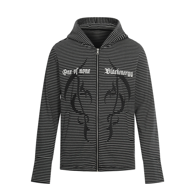 Omirad Striped Graphic Zip Hoodie Main Image