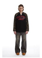 Omirad Camo-Sleeve Varsity Graphic Long-Sleeve Tee