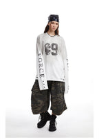 Omirad Distressed Number Graphic Long-Sleeve Tee