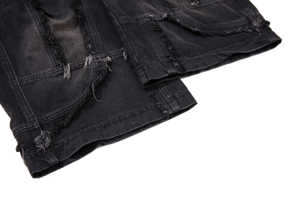 Omirad Distressed Panel Wide-Leg Denim Jeans