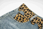 Omirad Leopard Patch Denim Shorts