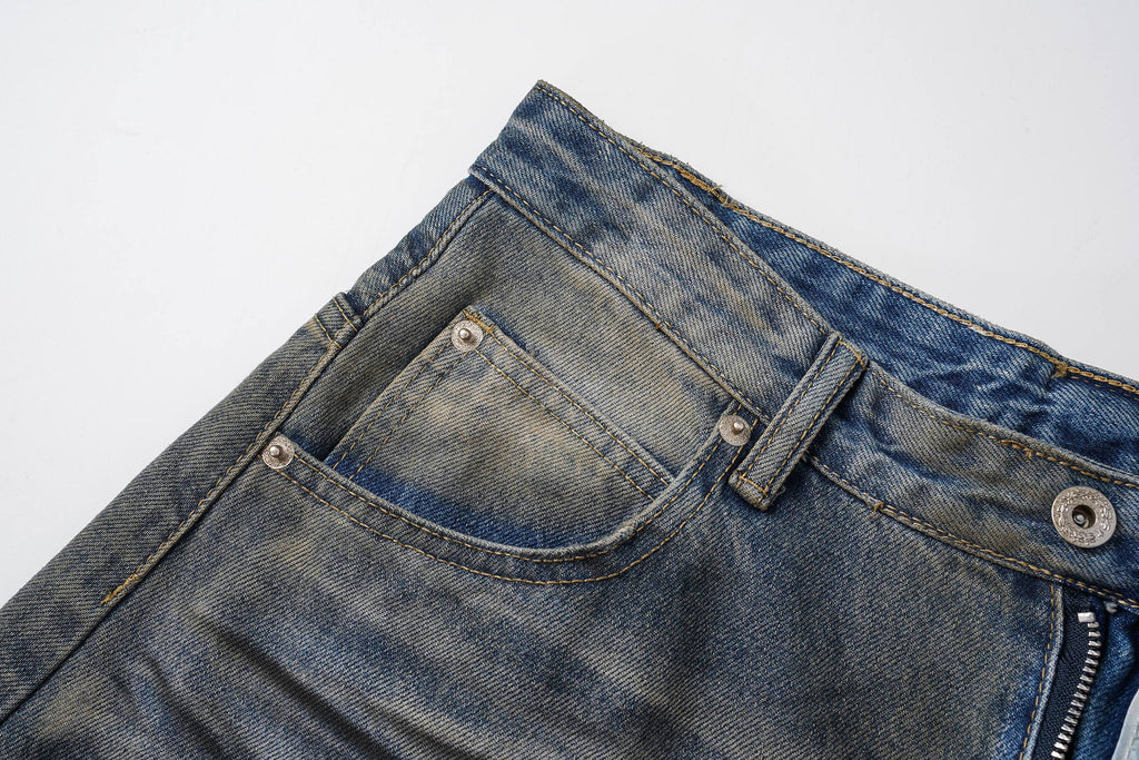 Omirad Vintage Whiskered Wide-Leg Jeans