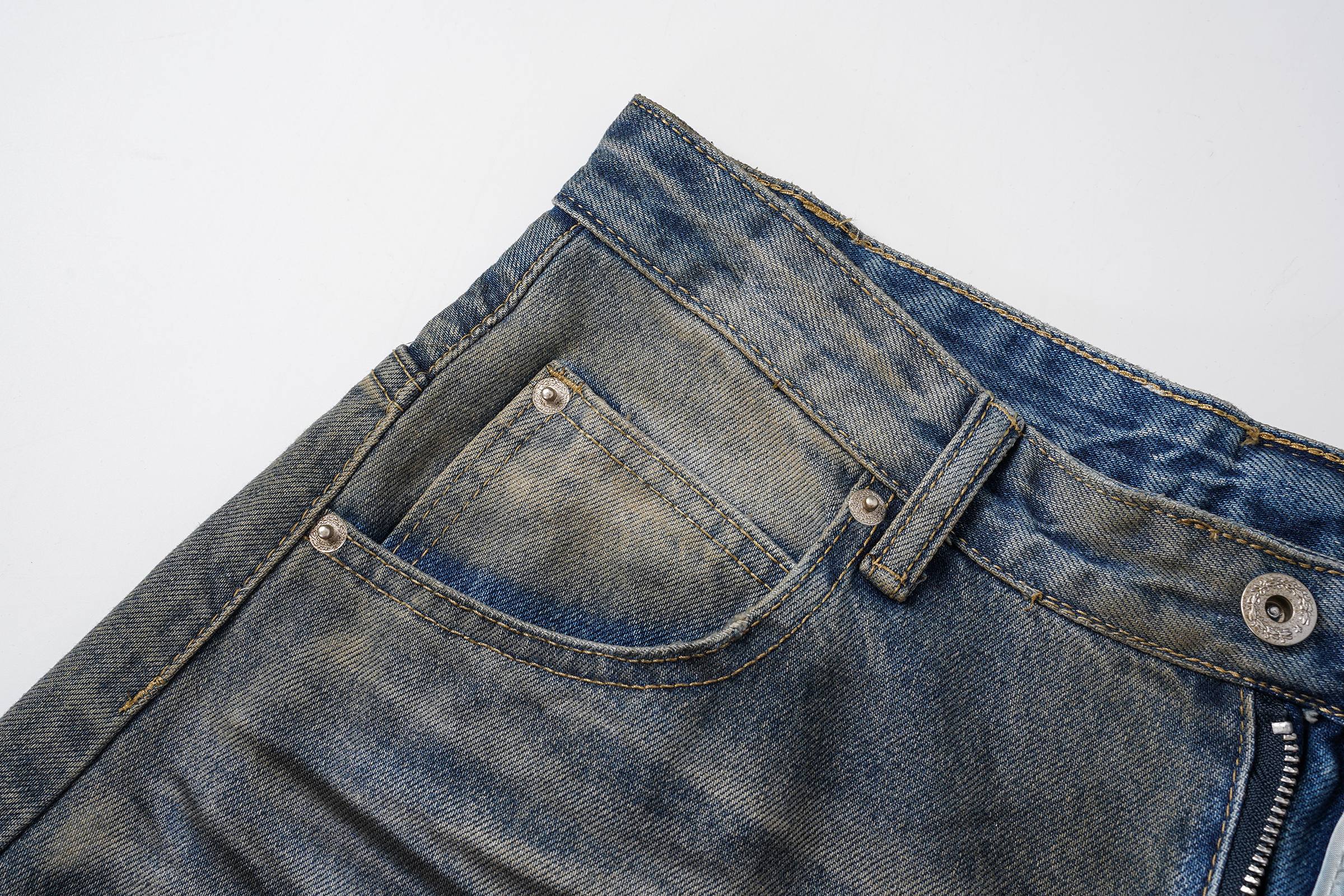 Omirad Vintage Whiskered Wide-Leg Jeans