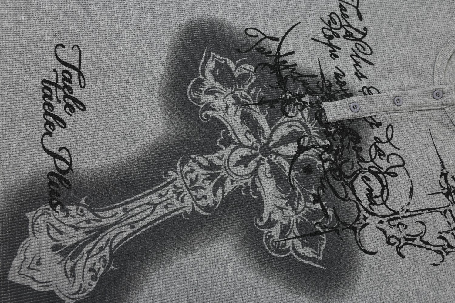 Omirad Cross Graphic Waffle Henley Tee