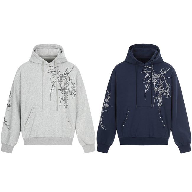Omirad Gothic Cross Graphic Hoodie Hover Image