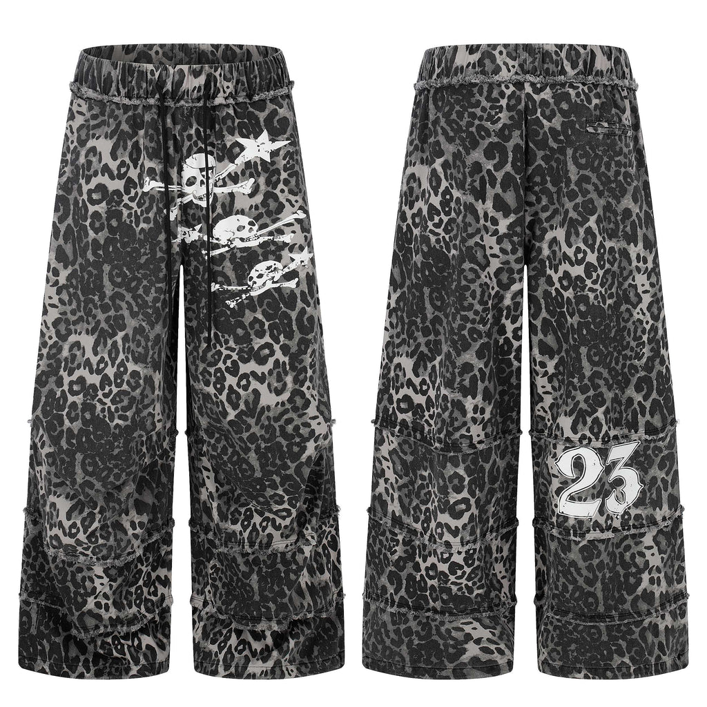 Omirad Leopard Patchwork Wide-Leg Pants