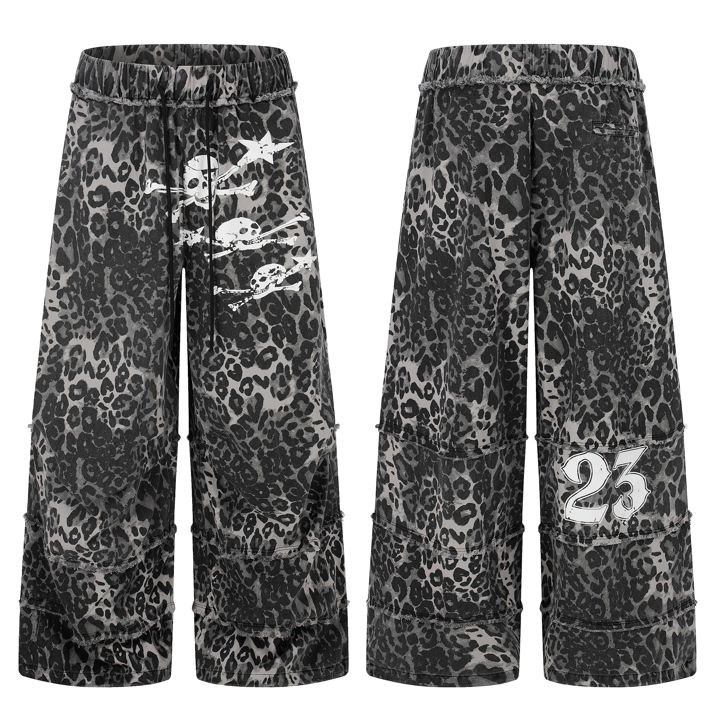 Omirad Leopard Patchwork Wide-Leg Pants
