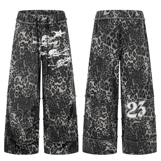 Omirad Leopard Patchwork Wide-Leg Pants Hover Image