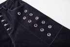 Omirad Raw Denim Eyelet Wide-Leg Jeans