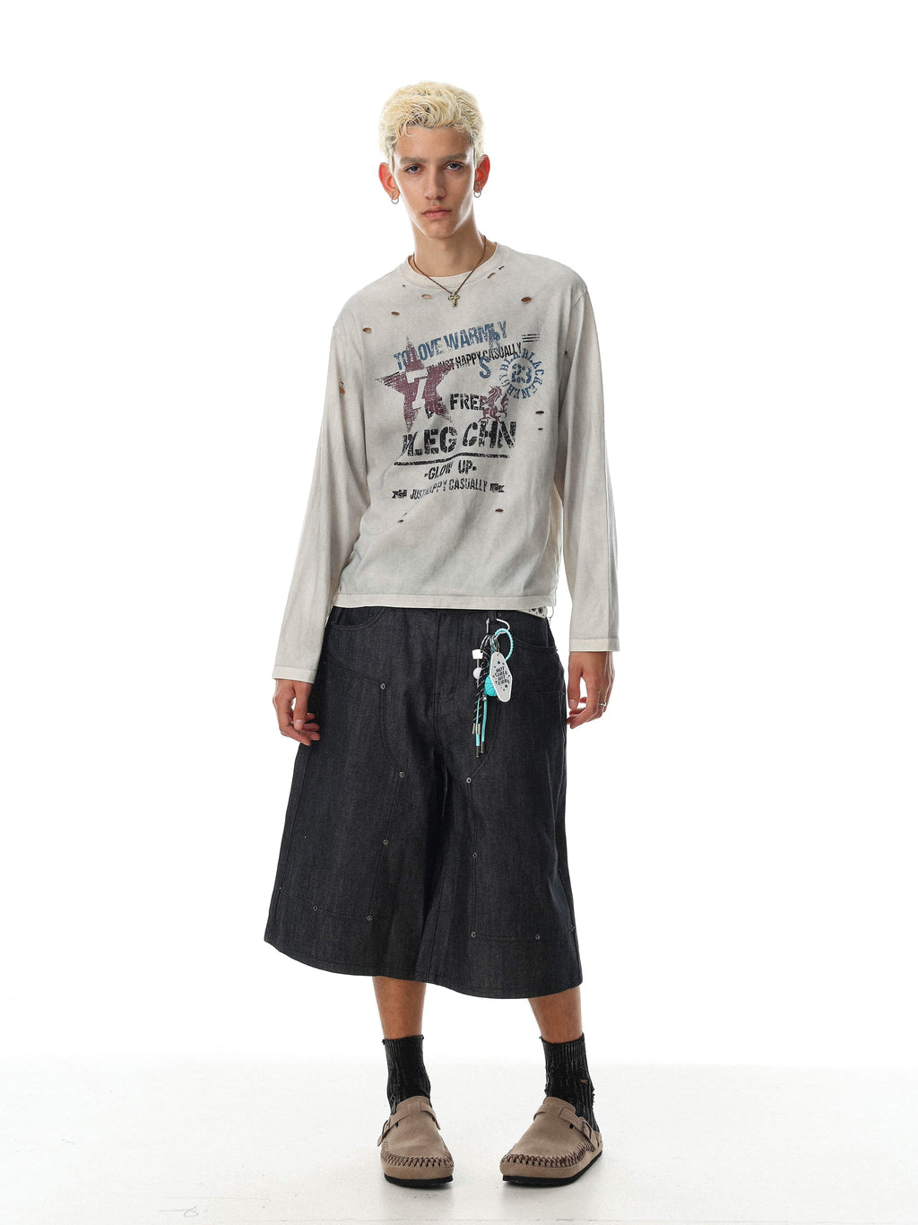Omirad Vintage Distressed Graphic Long Sleeve T-Shirt