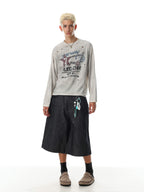 Omirad Vintage Distressed Graphic Long Sleeve T-Shirt