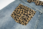 Omirad Leopard Patch Denim Shorts