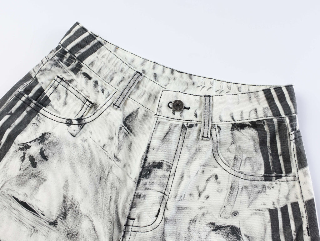 Omirad Distressed Stripe Wide-Leg Jeans