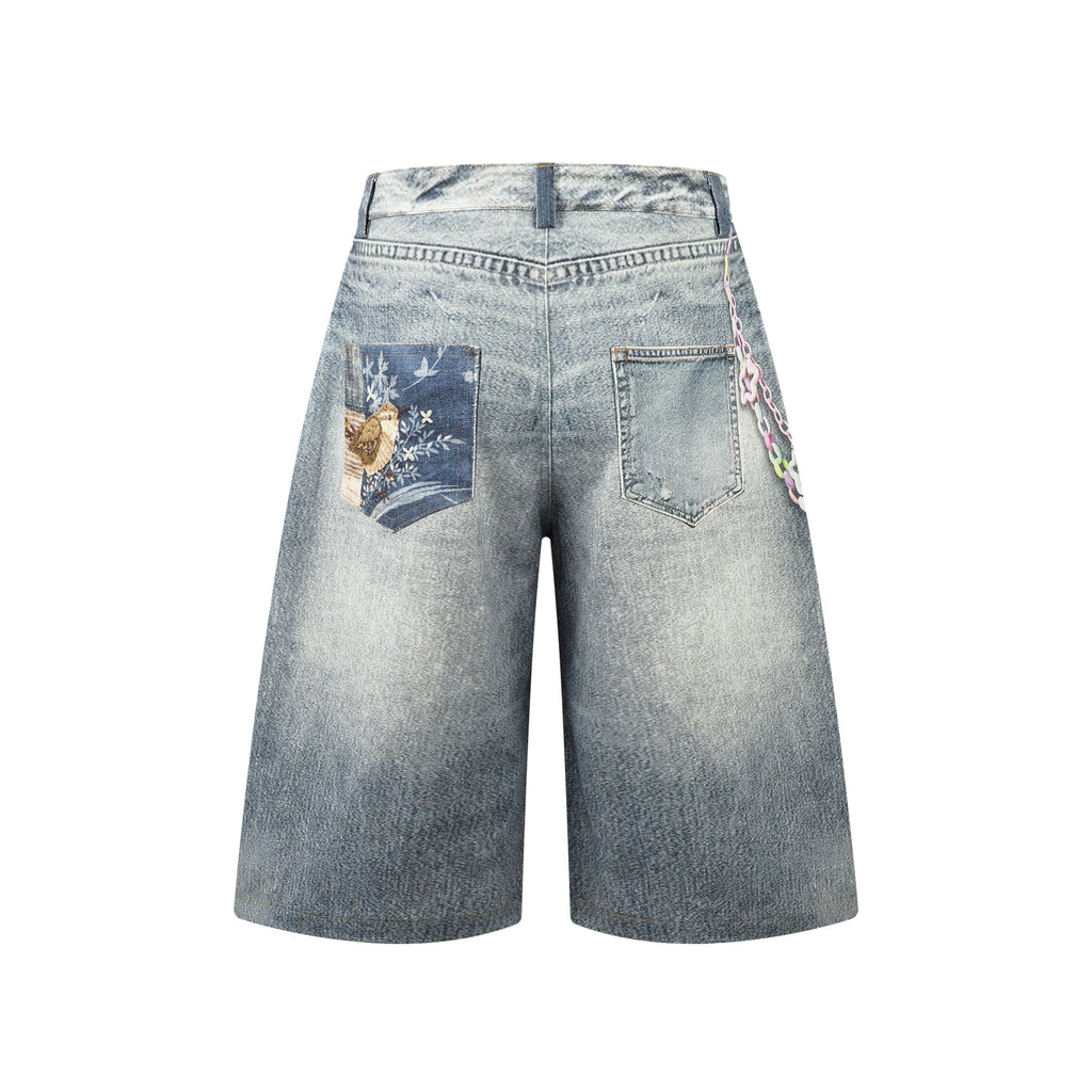 Omirad “Vintage Charm Patch Denim Shorts