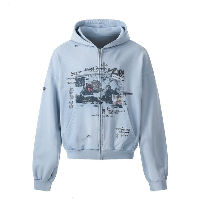 Omirad Collage Graphic Zip-Up Hoodie Main Image