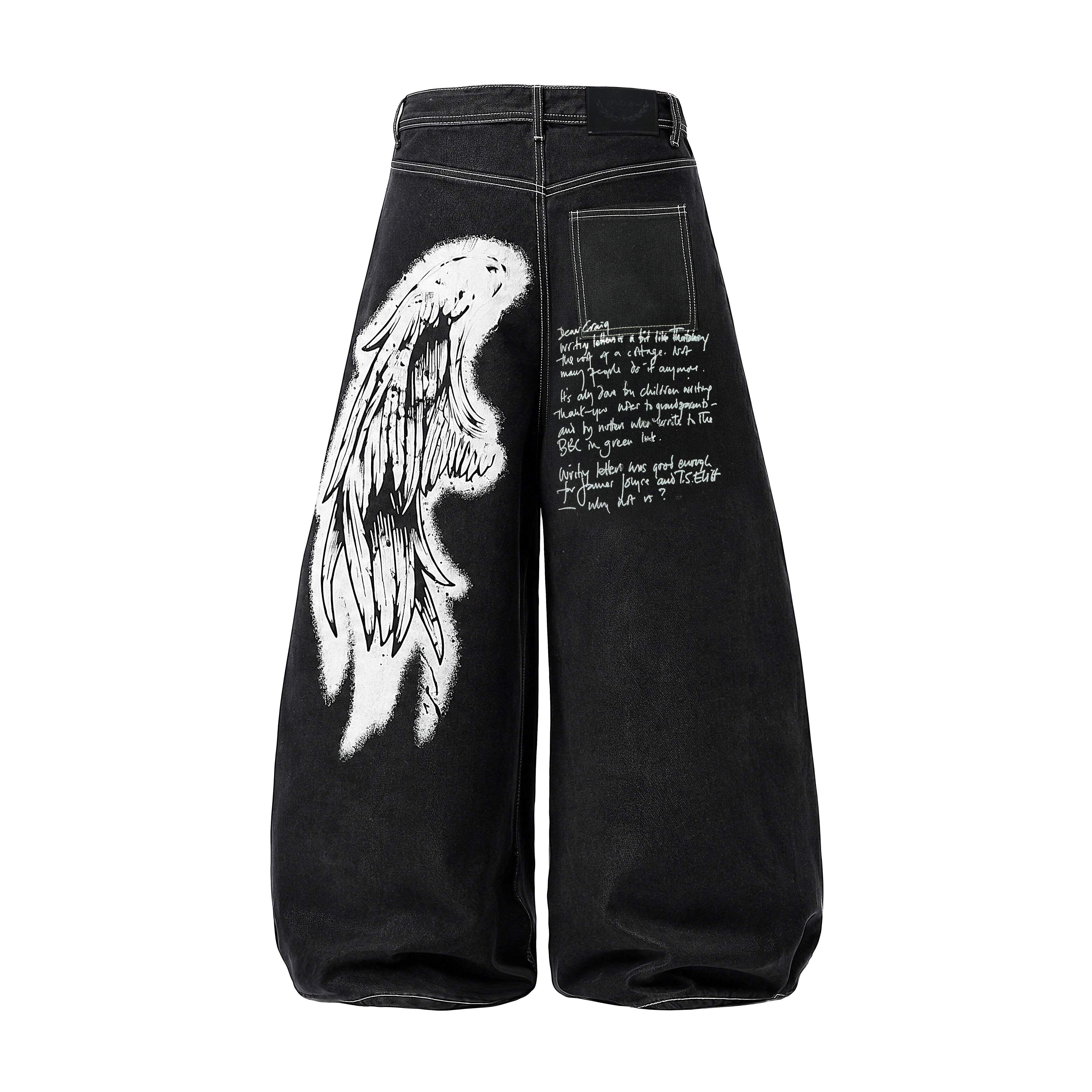 Omirad Angel Wing Graffiti Wide-Leg Jeans