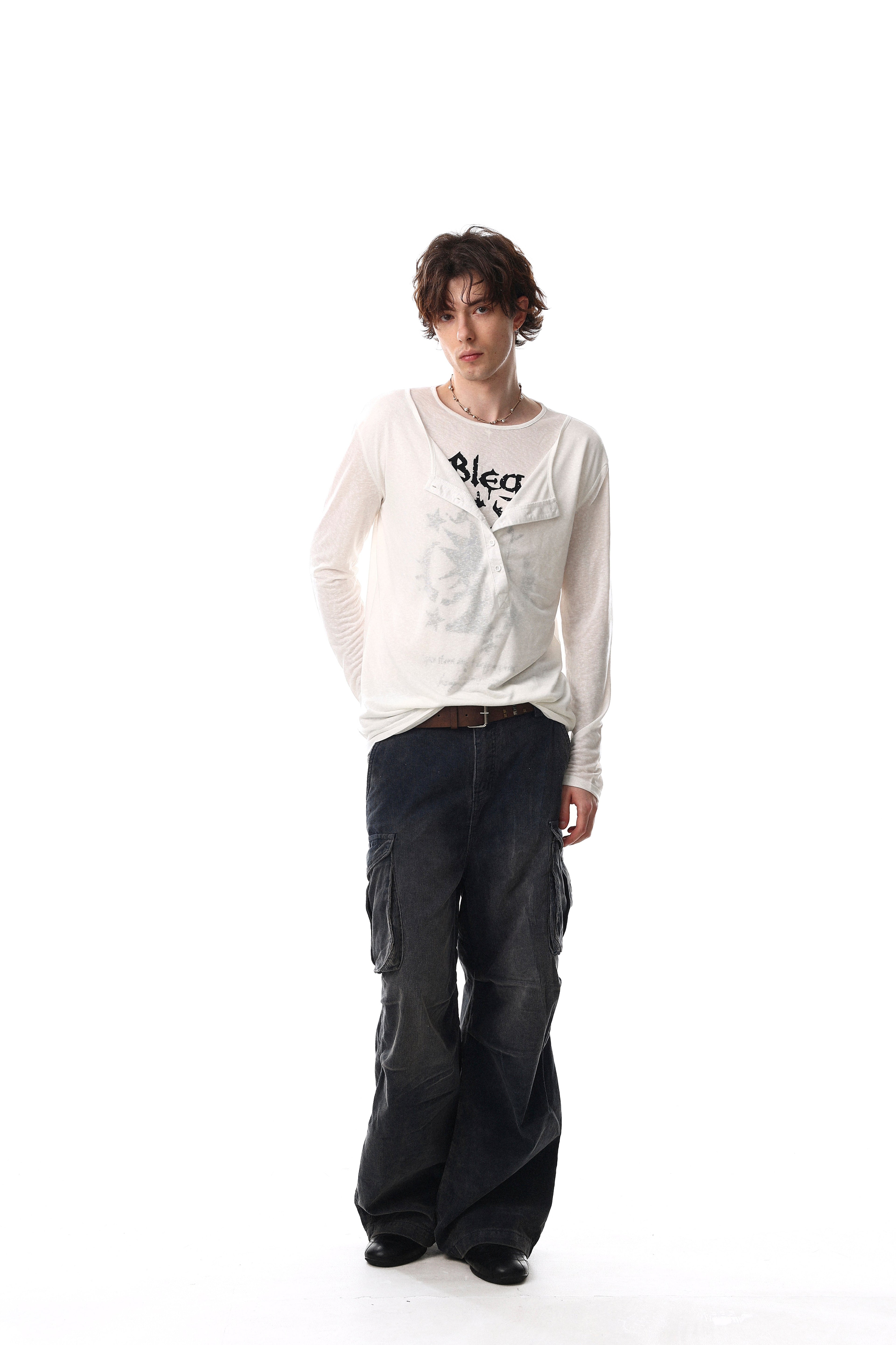 Omirad Graphic Long Sleeve Henley Tee